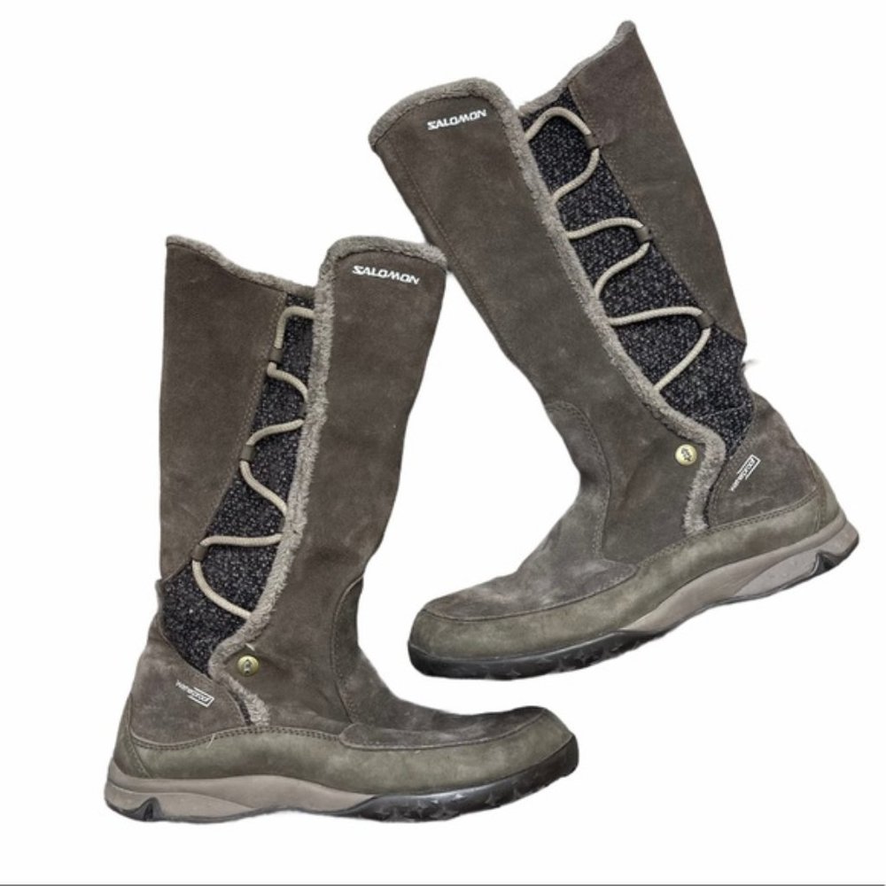 SALOMON Brown Leather Faux Fur Emmy Boot Size 7